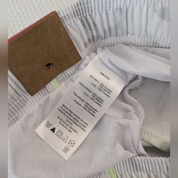 Asics Running Shorts White Camo Swirl Side Slits Elastic Waist Drawstring Size L - Picture 6 of 10